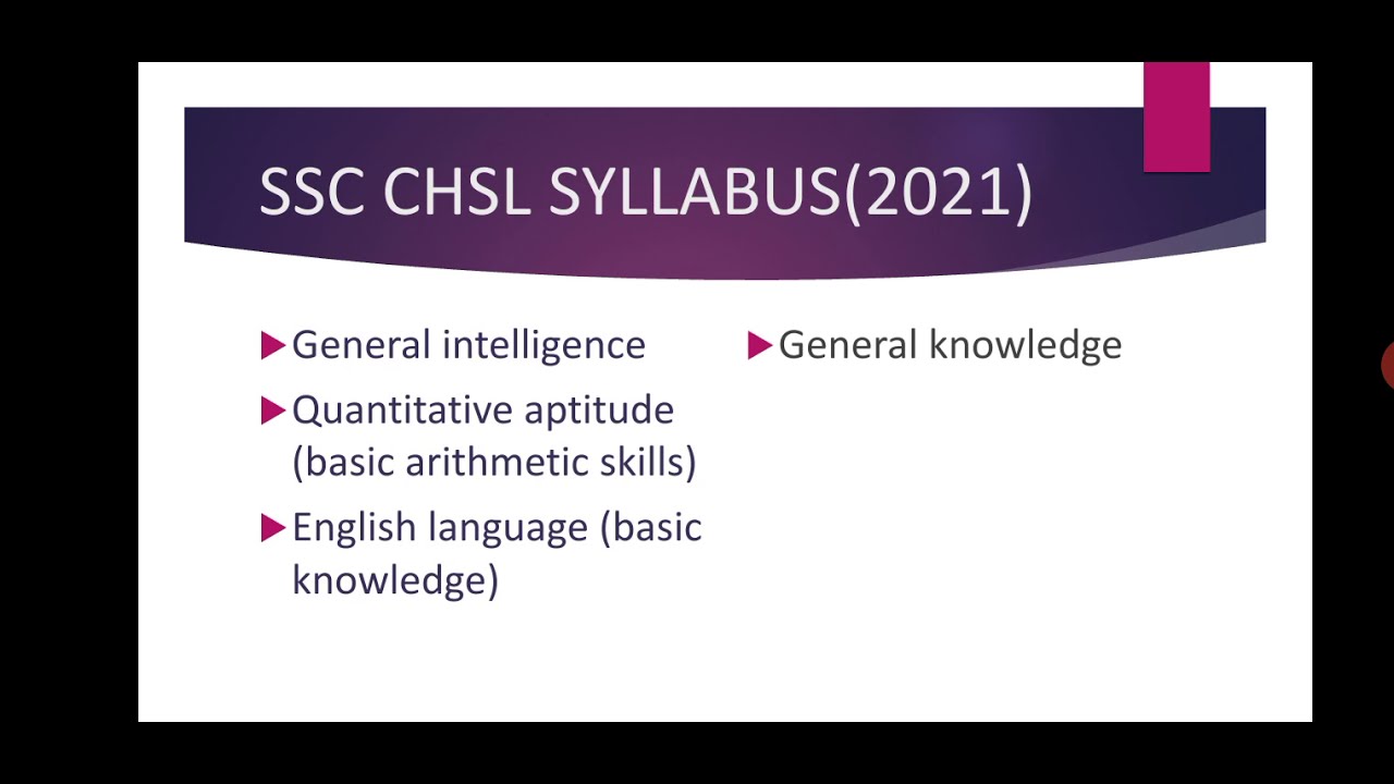 SSC CHSL SYLLABUS (2021)