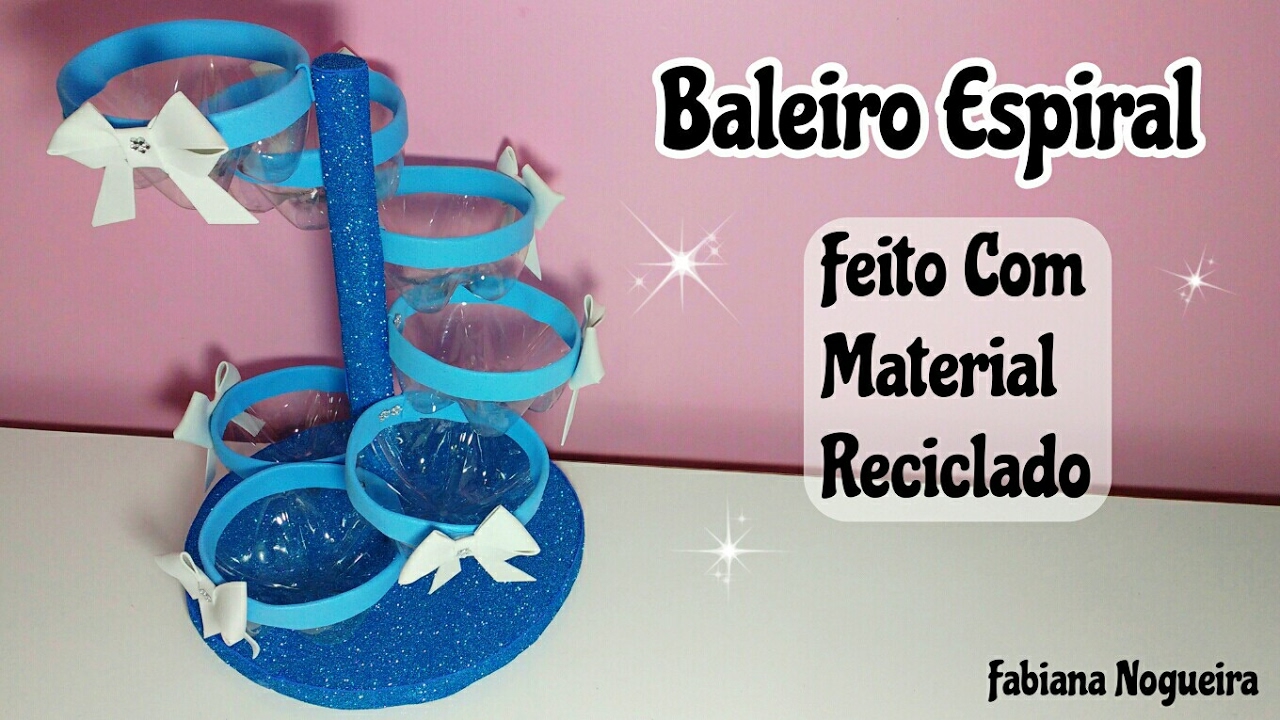 Baleiro Espiral / Feito com Garrafa Pet e Cabo de Vassoura | #Reciclarte 💖