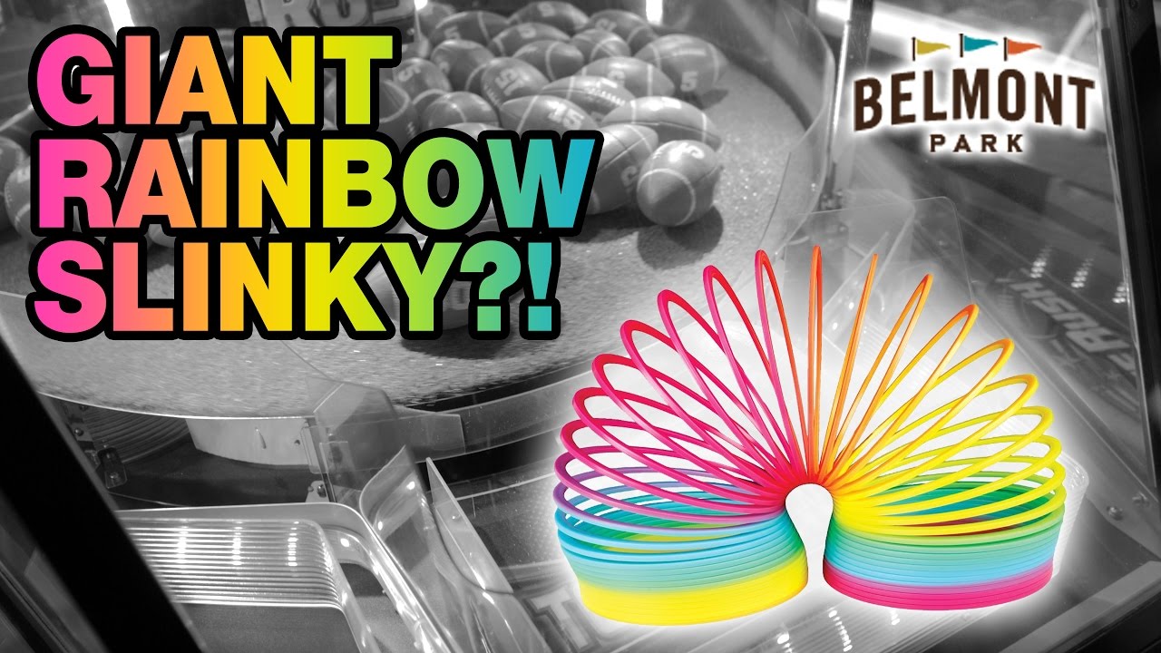 So many tickets! Let's win a GIANT rainbow slinky at Belmont Park! | The Crane Couple