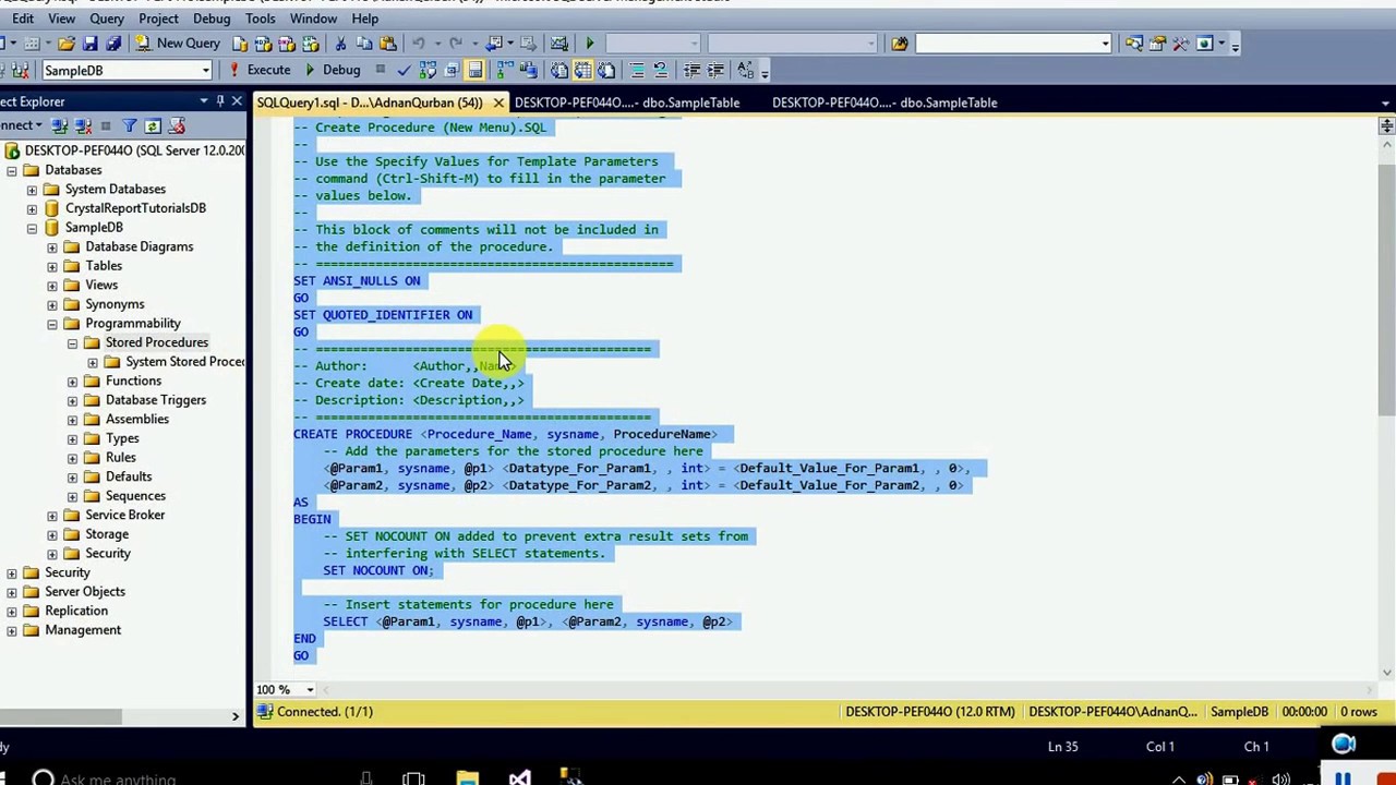 Part-1 Crystal Reports Tutorials Using Stored Procedures with and without Parameters