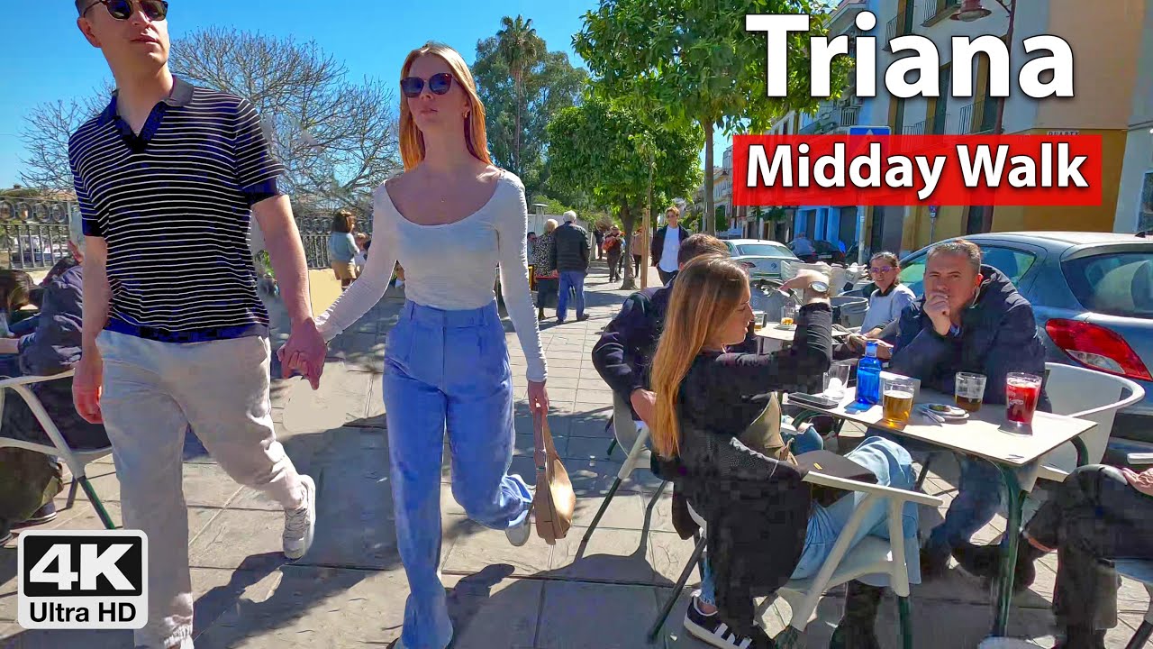 Triana Midday Holiday Walk - 4K Virtual Walk Tour - Seville, Spain