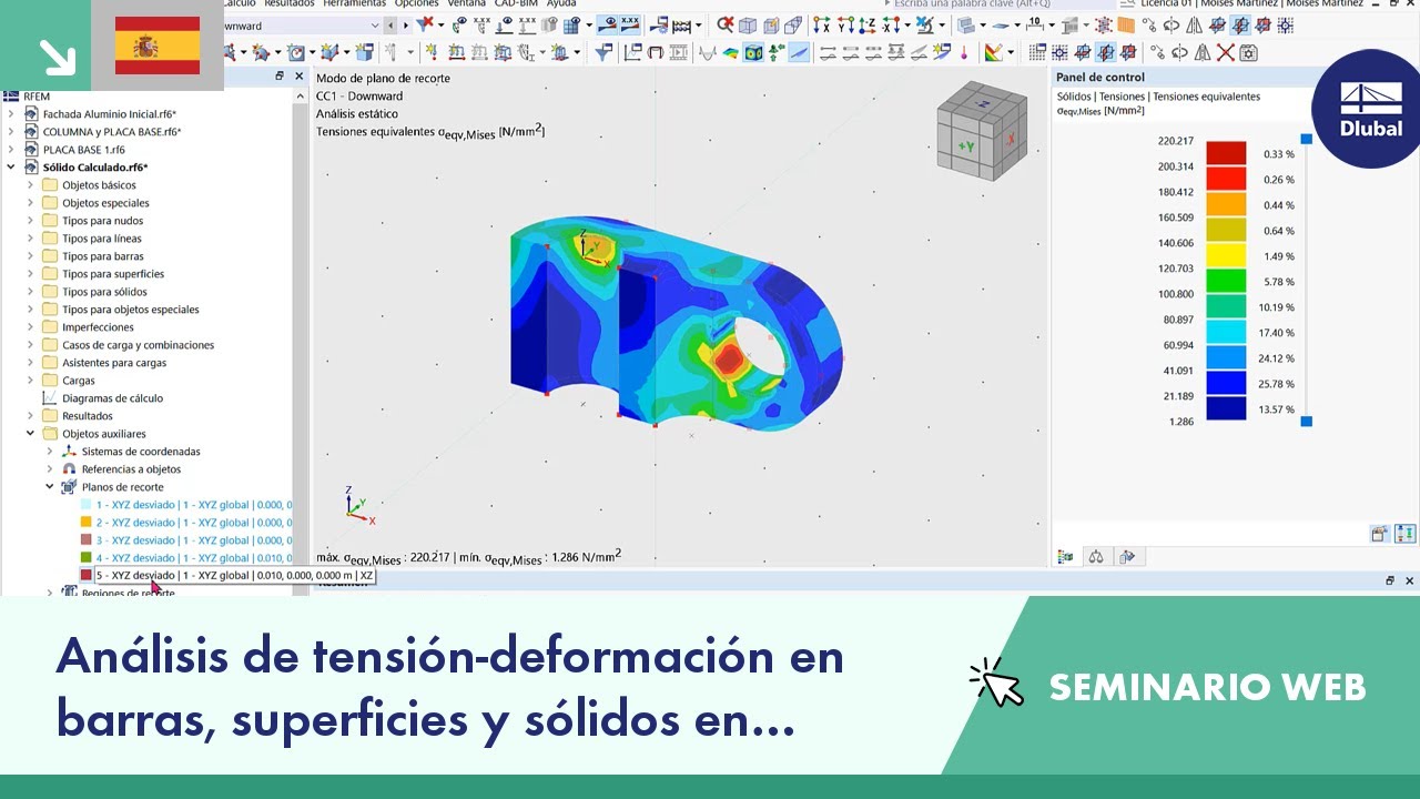 Seminario web: Análisis de tensión-deformación en barras, superficies y sólidos en RFEM 6