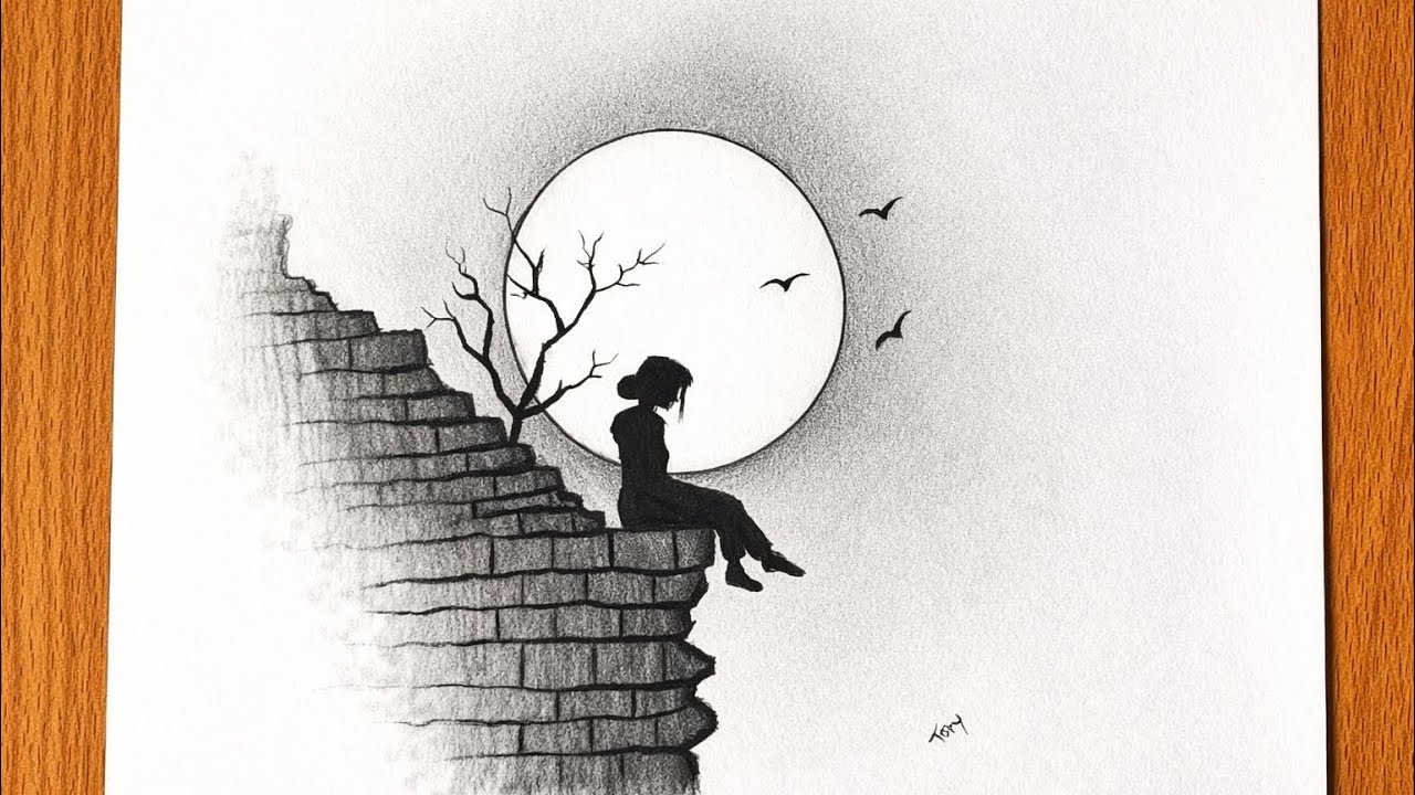 How to Draw a Sad Girl in Moonlight 