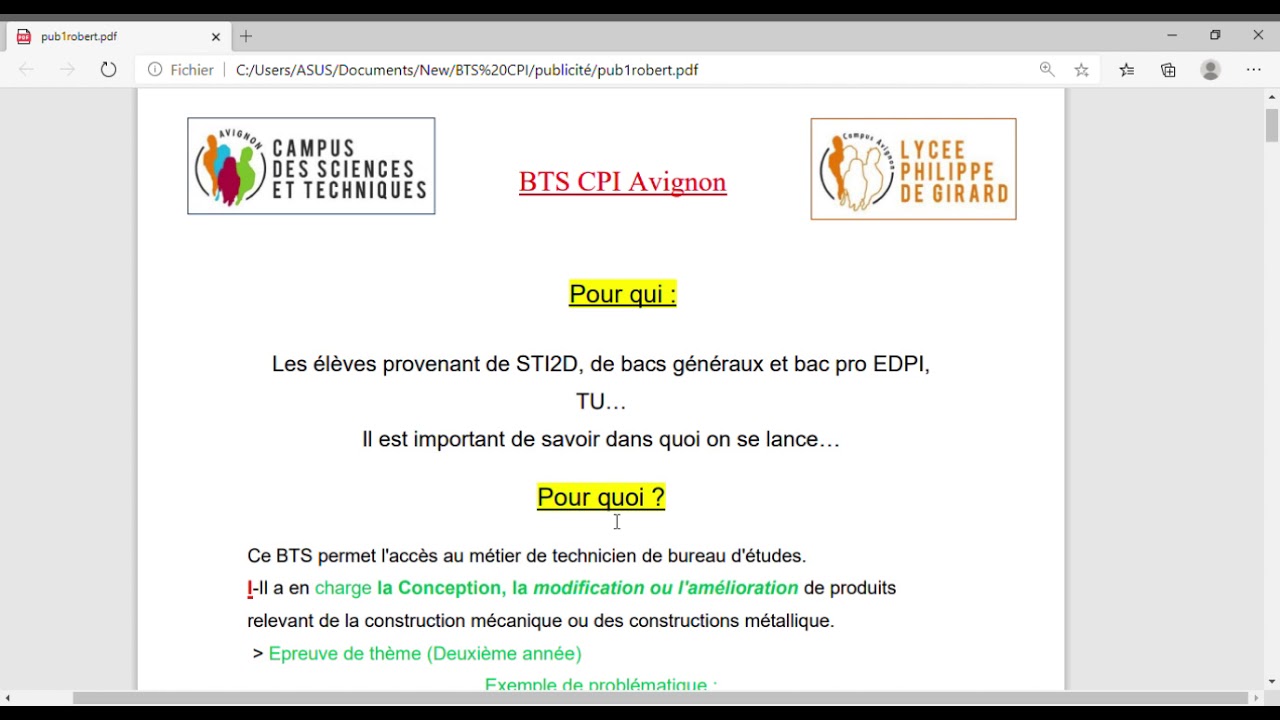 BTS CPI présentation du métier