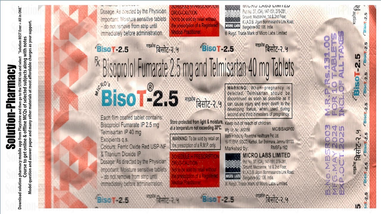 BisoT2.5 Tablet  | Bisoprolol + Telmisartan |  Antihypertensive Drugs | Management of Blood Pressure