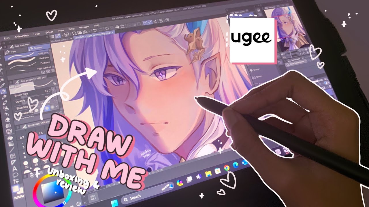 draw with me : chill🌷 [ft. ugee UE12 drawing tablet]