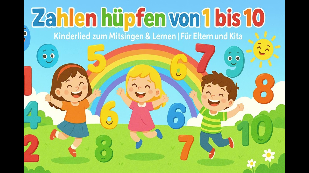 Zahlen hüpfen von 1 bis 10 🔢 | Kinderlied zum Mitsingen & Zählen lernen | Für Eltern und Kita