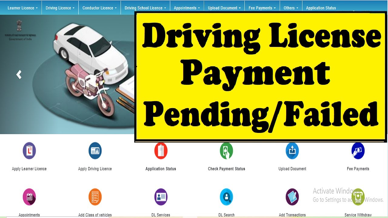 Driving License Payment Pending/Failed Solution : LL/DL Payment Failed/Panding Solution