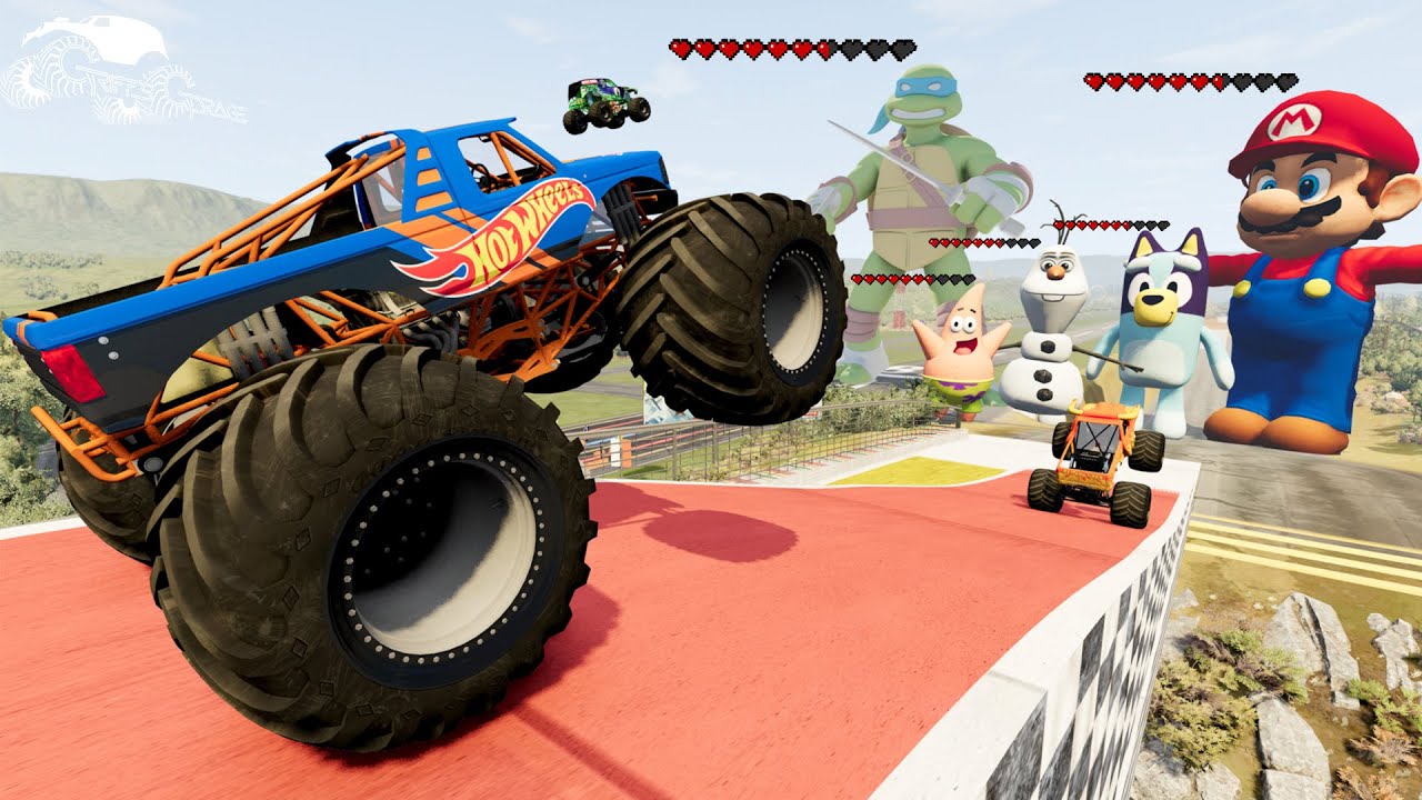 Monster Truck Madness LIVE #5 | Long Jumps and Crashes |BeamNG Drive -Griff's Garage