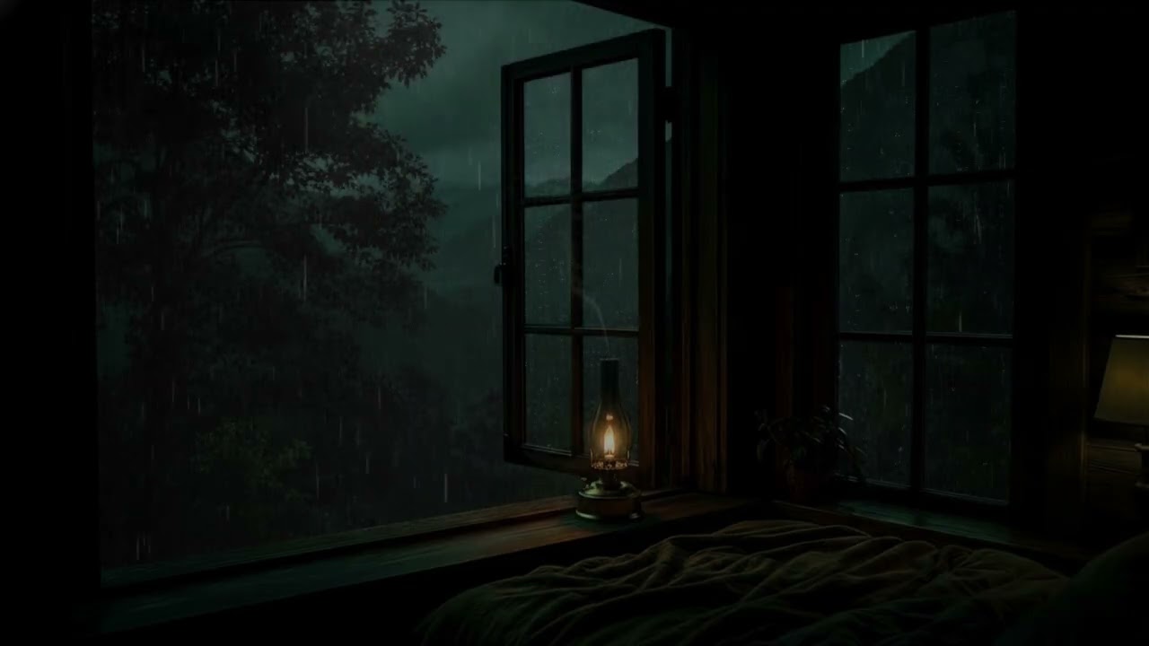 Rain and Thunder Sounds Outside the Window | Cozy Bedroom Ambience for Deep Sleep