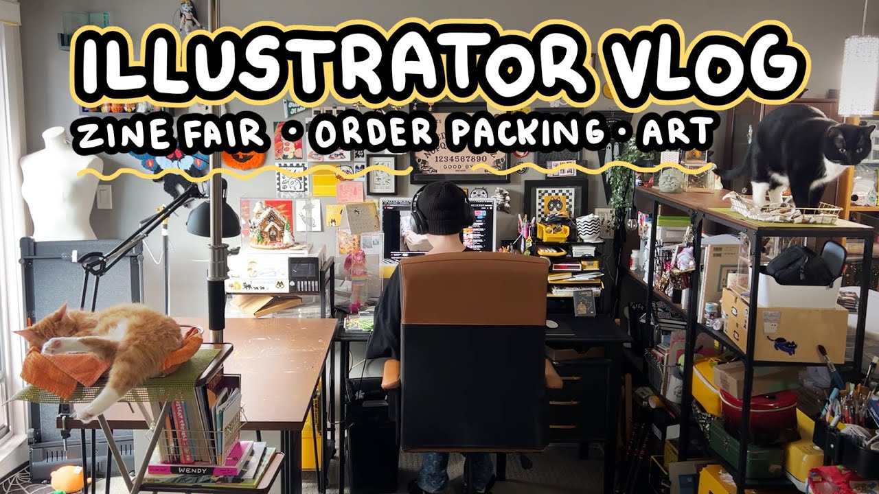 ART VLOG ✦ selling at zine fair, packing orders, and art supply shopping | full time illustrator