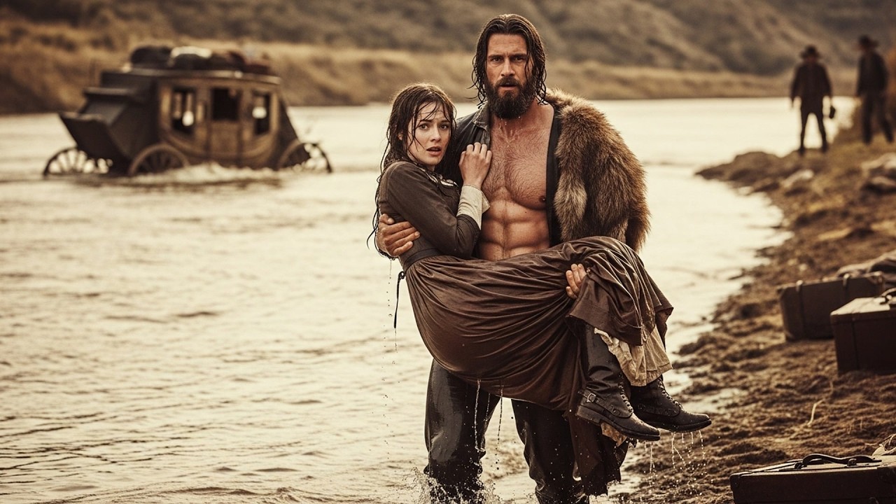 The Stagecoach Was Sinking in the River—Mountain Man Dove In and Lifted Her Safely to the Shore