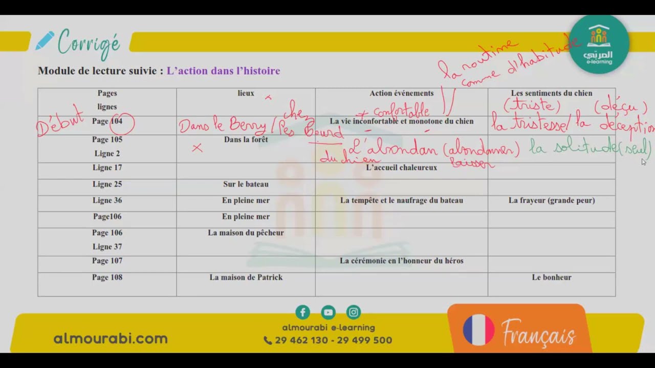 7ème Année : Français - Mascotte, le Saint-Bernard des Mers | Exercices Corrigés & Compréhension