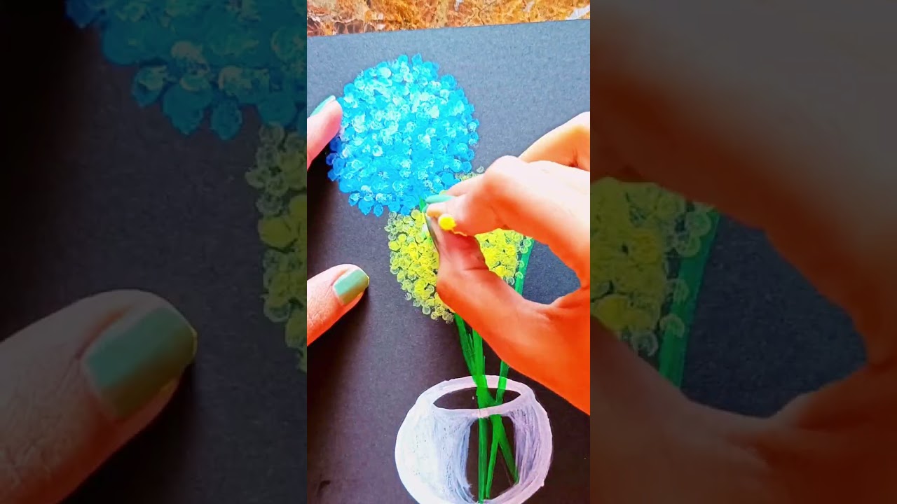 cotton buds painting hacks 🎨😃 #flowers #painting #hacks #easy #creative #satisfying #shorts