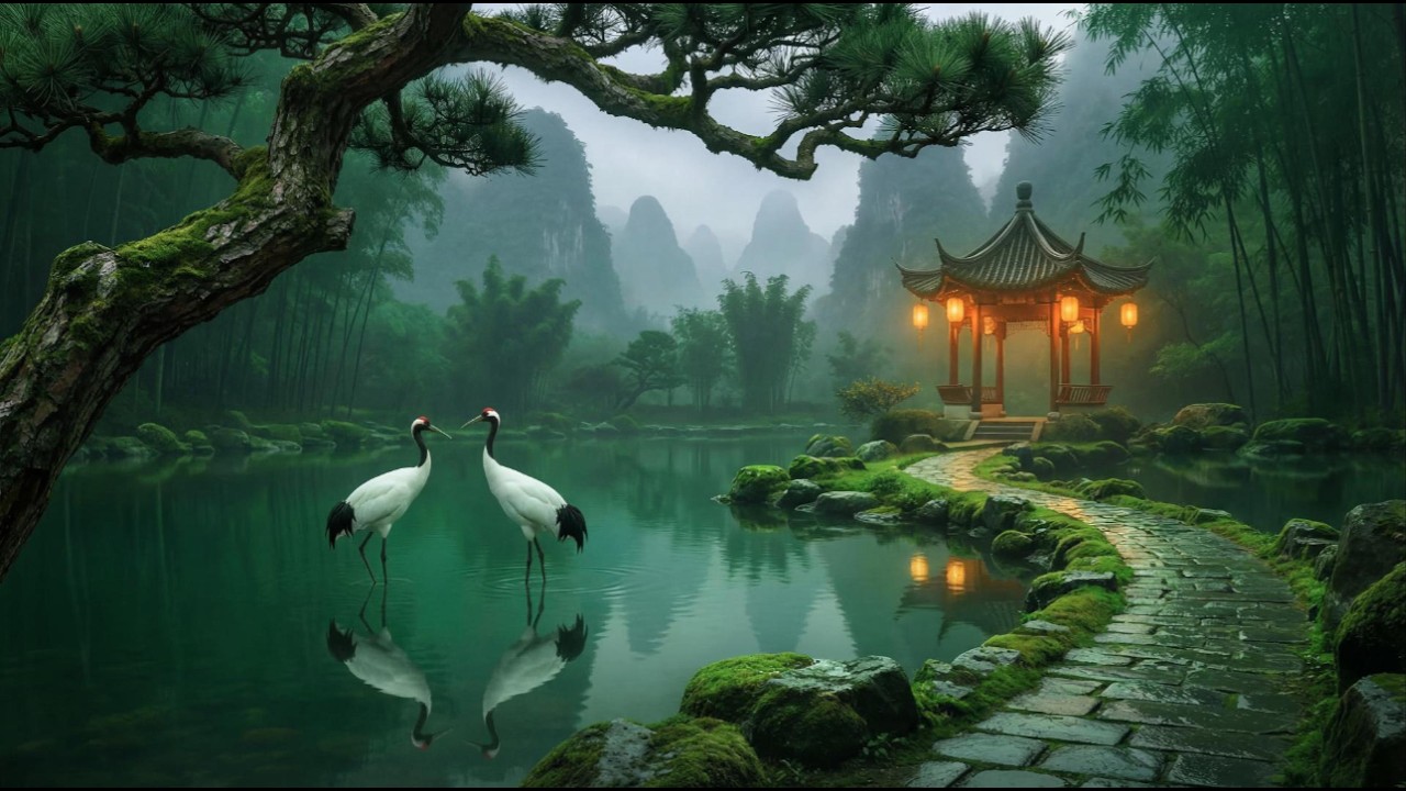 The Pavilion of the Crane (鹤亭) | Original Chinese Zen Album | 1 Hour of Guqin, Erhu & Harp Music
