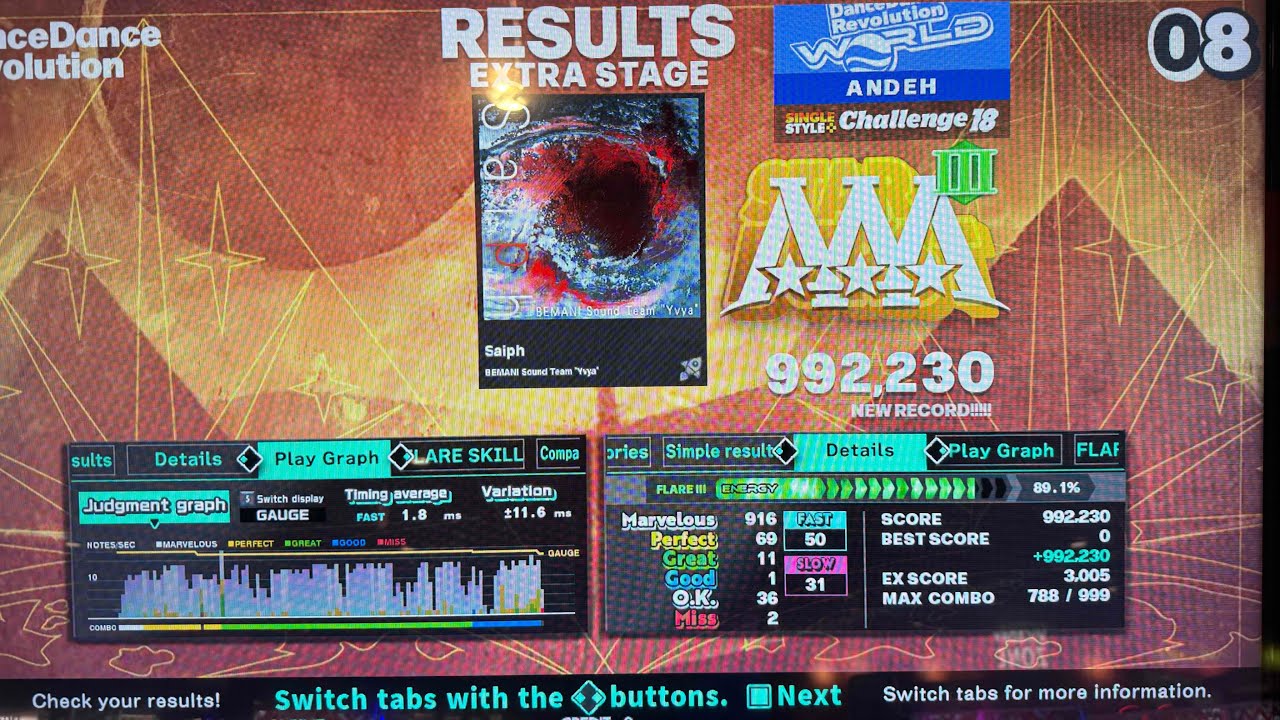 [DDR WORLD] Saiph (CSP-18) 992,230 AAA
