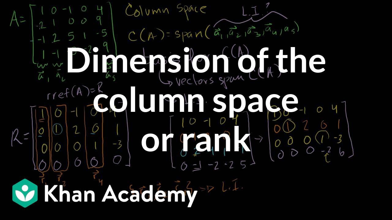 Dimension of the column space or rank | Vectors and spaces | Linear Algebra | Khan Academy