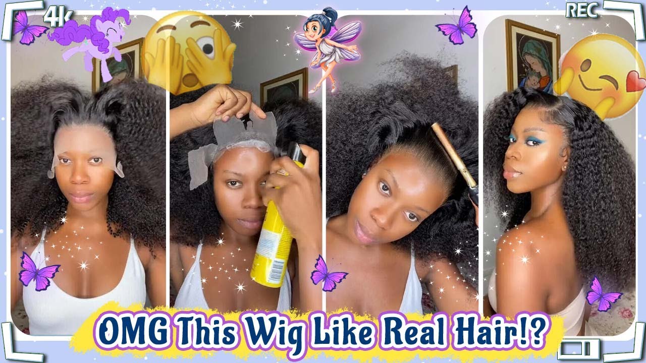 🍒Tutorial How To Install HD Lace Frontal Wig! Afro Curly Hair Style Ft.#ELFINHAIR Review