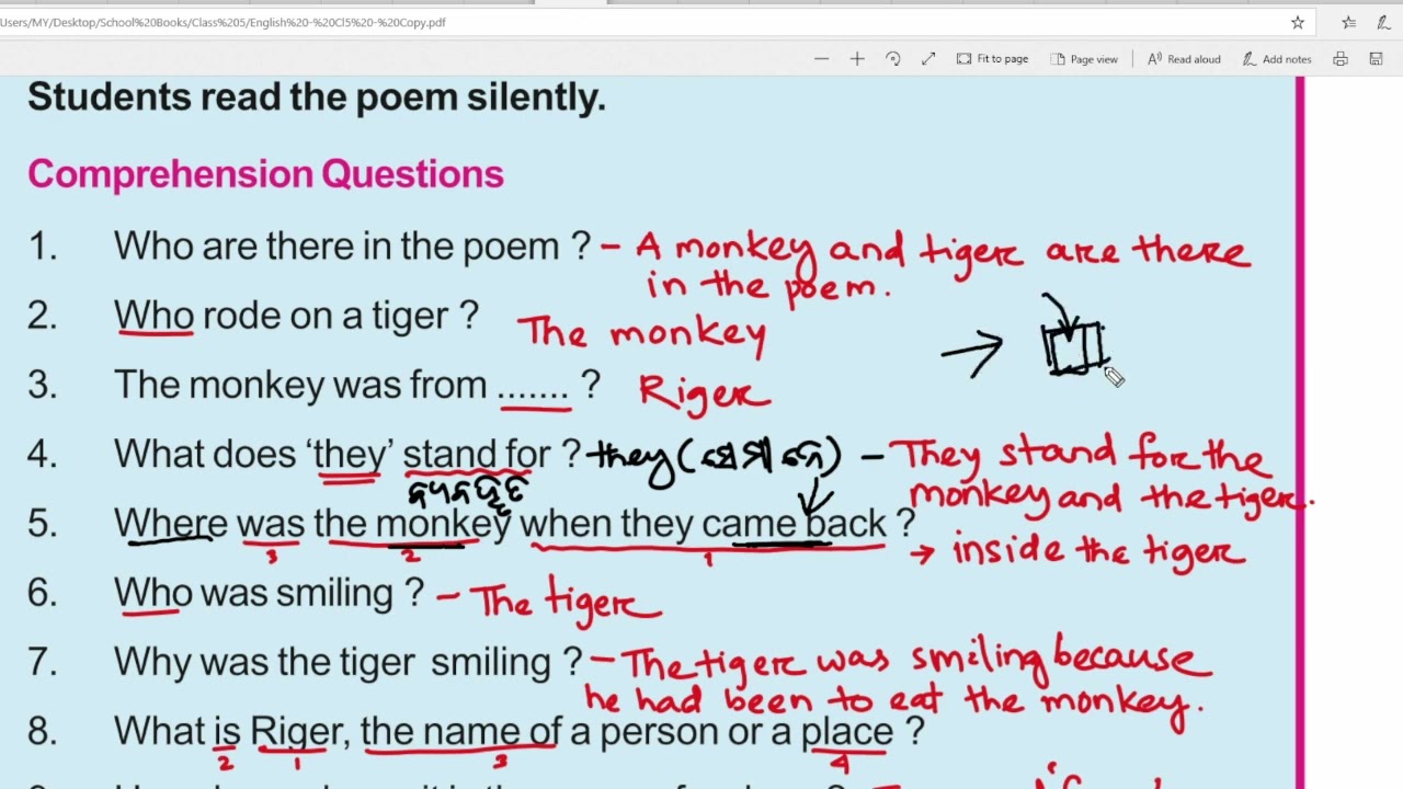 Class 5 The  Monkey From The Riger Question answer Best Odia Online Class