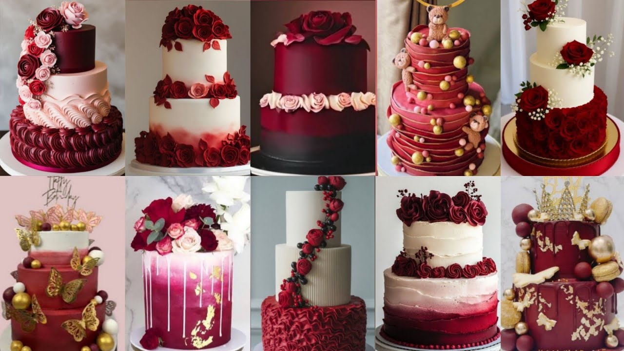 💋Maroon Colour Cake Design 2025||Cake Design||Birthday Cake|Maroon Cake|Cake Decorating Idea#maroon5