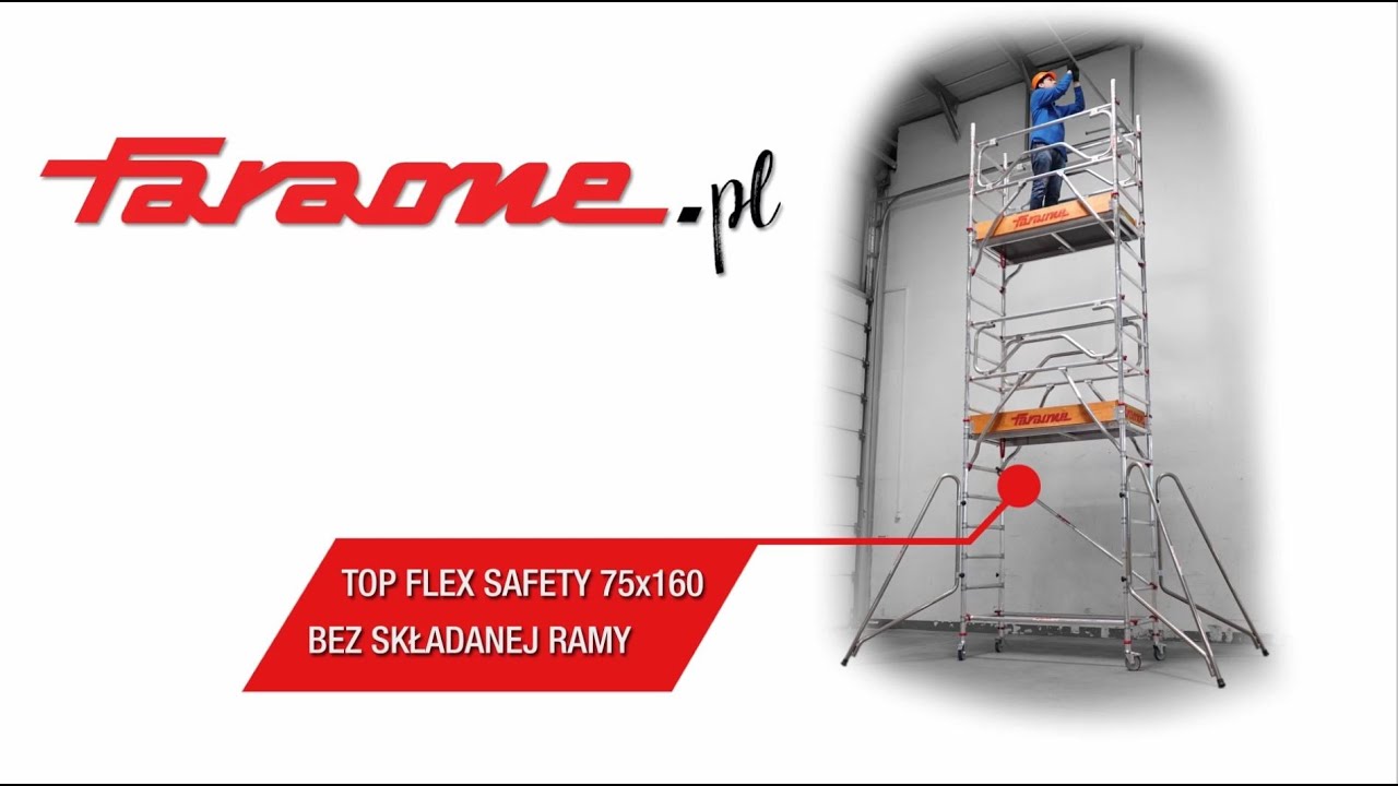 Wieża TOP FLEX SAFETY #FARAONE o wymiarach&nbsp;podstawy 75 x 160 cm bez składanej ramy