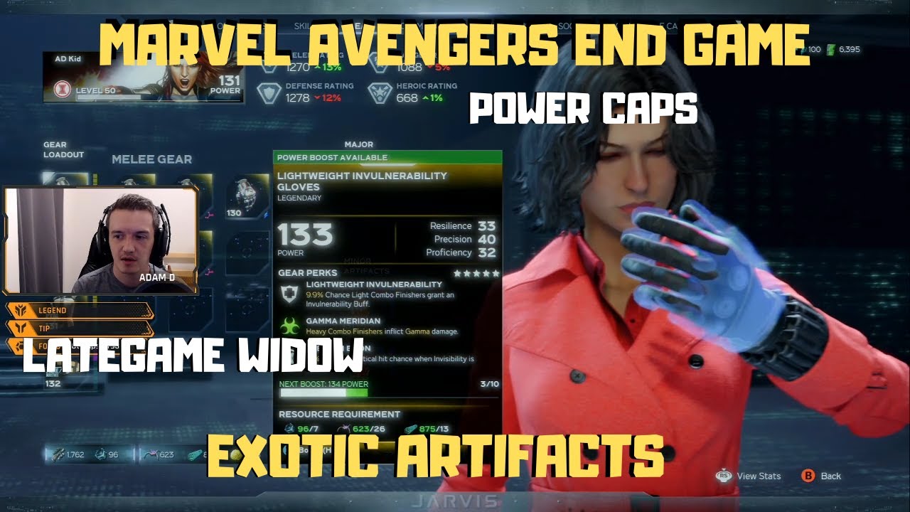 MARVEL AVENGERS LATEGAME BLACK WIDOW, Power Level Cap and EXOTIC GEAR!