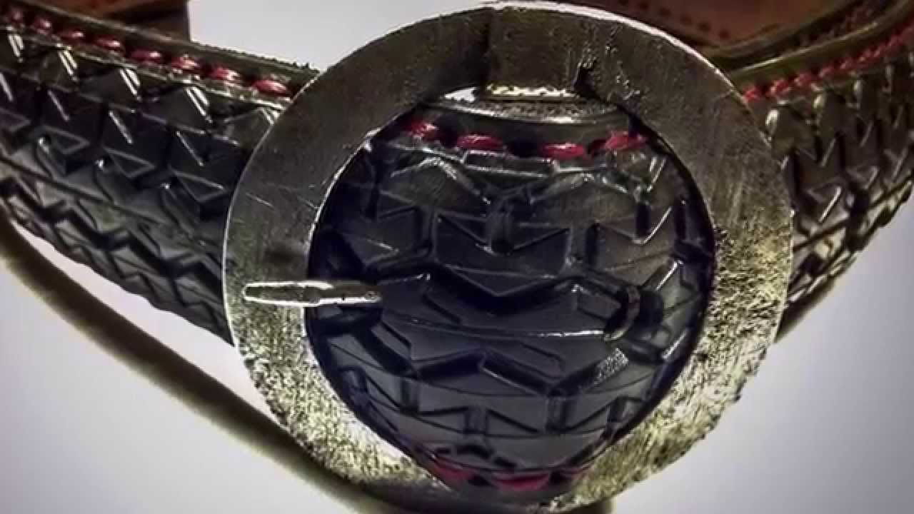 Handbuilt Leather  Tire Cycle Belt - Cinturón artesanal cubierta de bici