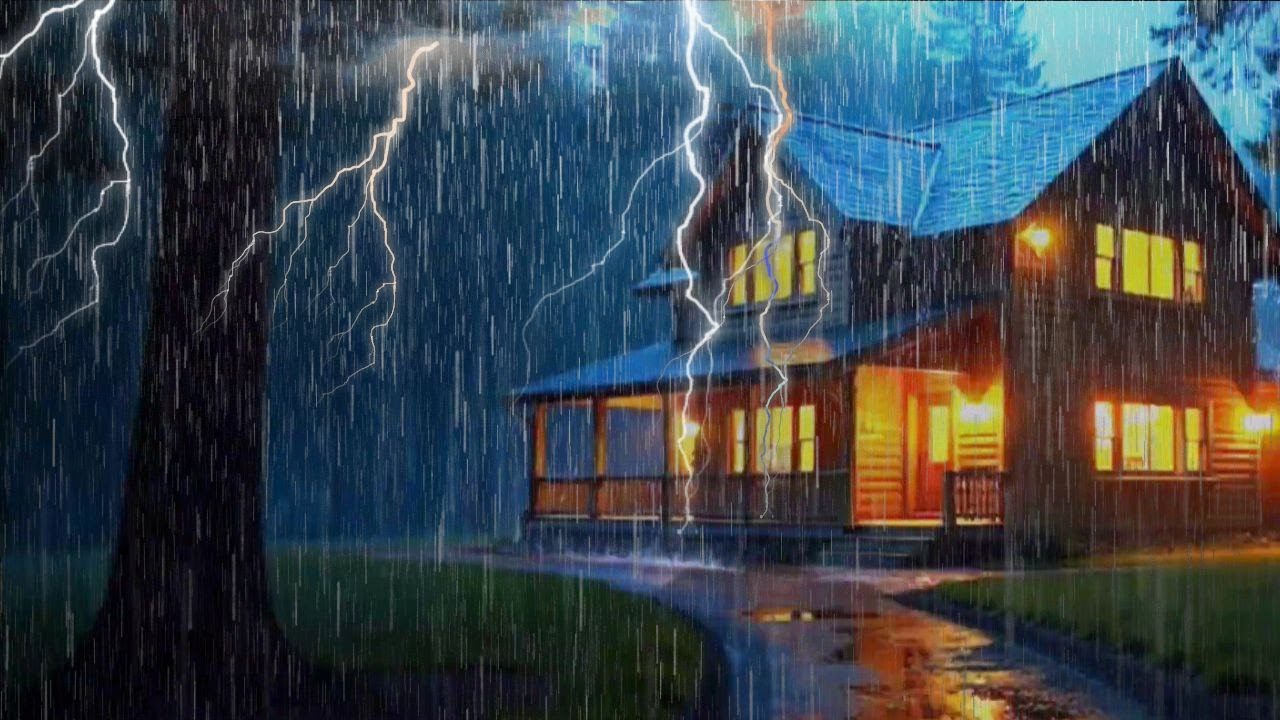 Cozy Cabin Rainstorm in The Woods | Deep Sleep Sounds, Thunder & Relaxing Rain