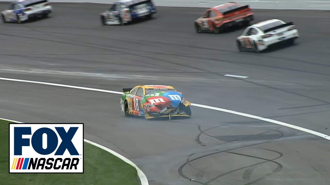Kyle Busch and Joey Logano Crash NASCAR at Kansas 2013