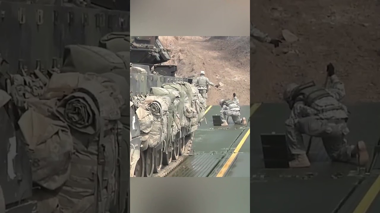 U S  Army's Floating Bridge and Tank Crossing