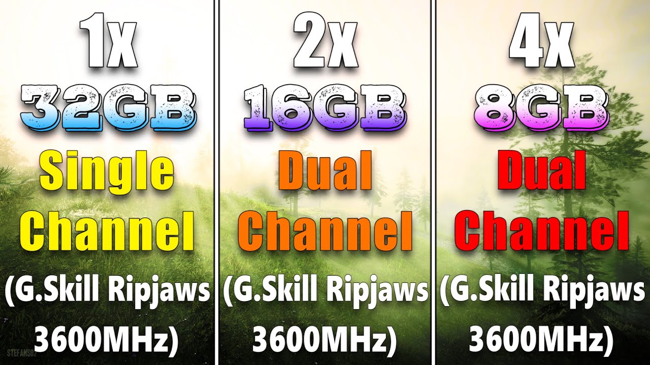 1*32GB (Single Channel) vs 2*16GB (Dual Channel) vs 4*8GB (Dual Channel) | PC Gameplay Tested