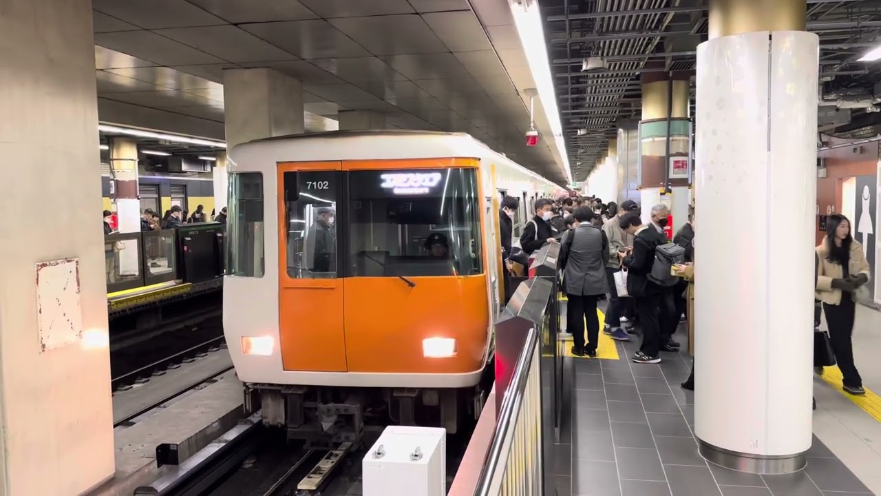 【近鉄・大阪メトロ】中央線新発車メロディー！ 電笛×空笛 けいはんな線7000系HL02編成 コスモスクエア行き 谷町四丁目駅