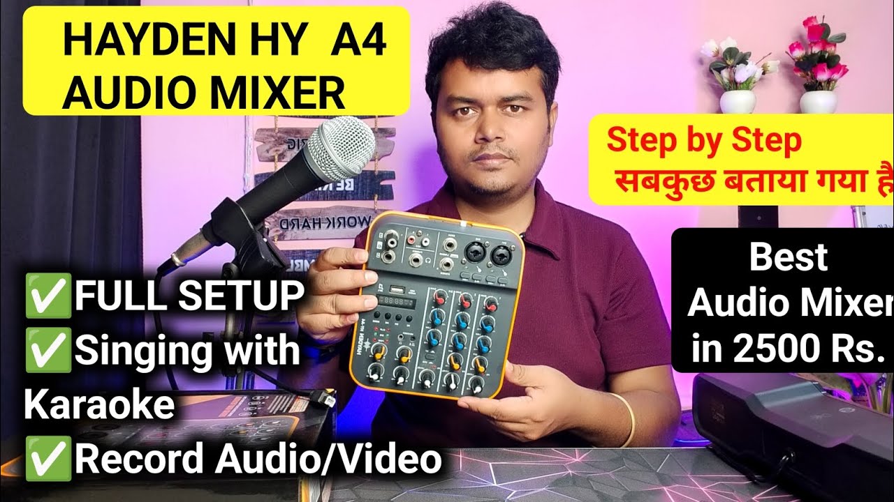 Full Settings |  Hayden HY A4 Professional Audio Mixer | Mobile Recording | 4 Channel Audio Mixer