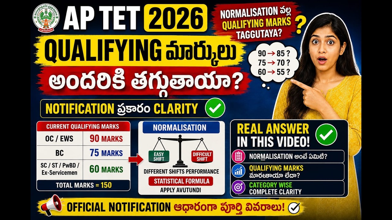 AP TET 2026 Normalisation వల్ల Qualifying Marks తగ్గుతాయా? 🔥 | 90 &rarr; 85? 75 &rarr; 70? | Full Clarity