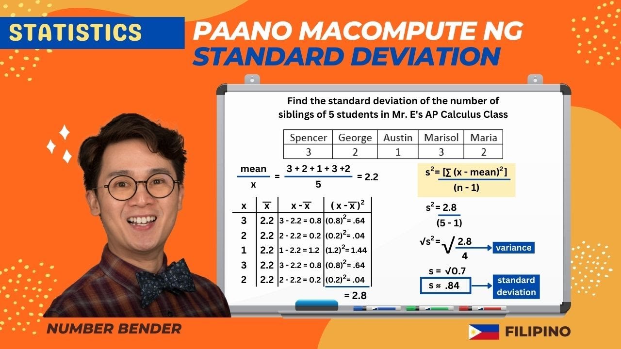 PAANO MAG-COMPUTE AT MAG-INTERPRET NG STANDARD DEVIATION - measure of dispersion