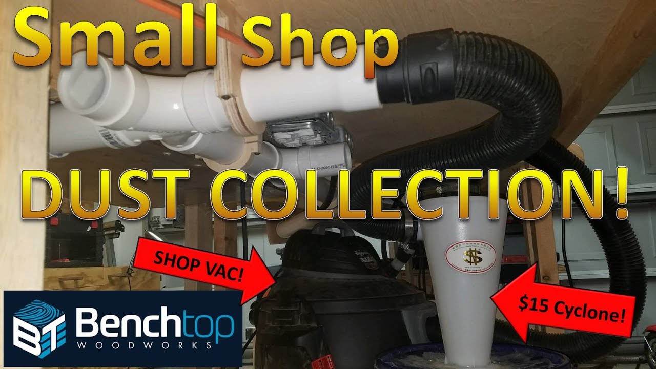 Small Shop / Shop Vac Dust Collection / FREE PLAN / Installing main pipe & cyclone separator / EP35