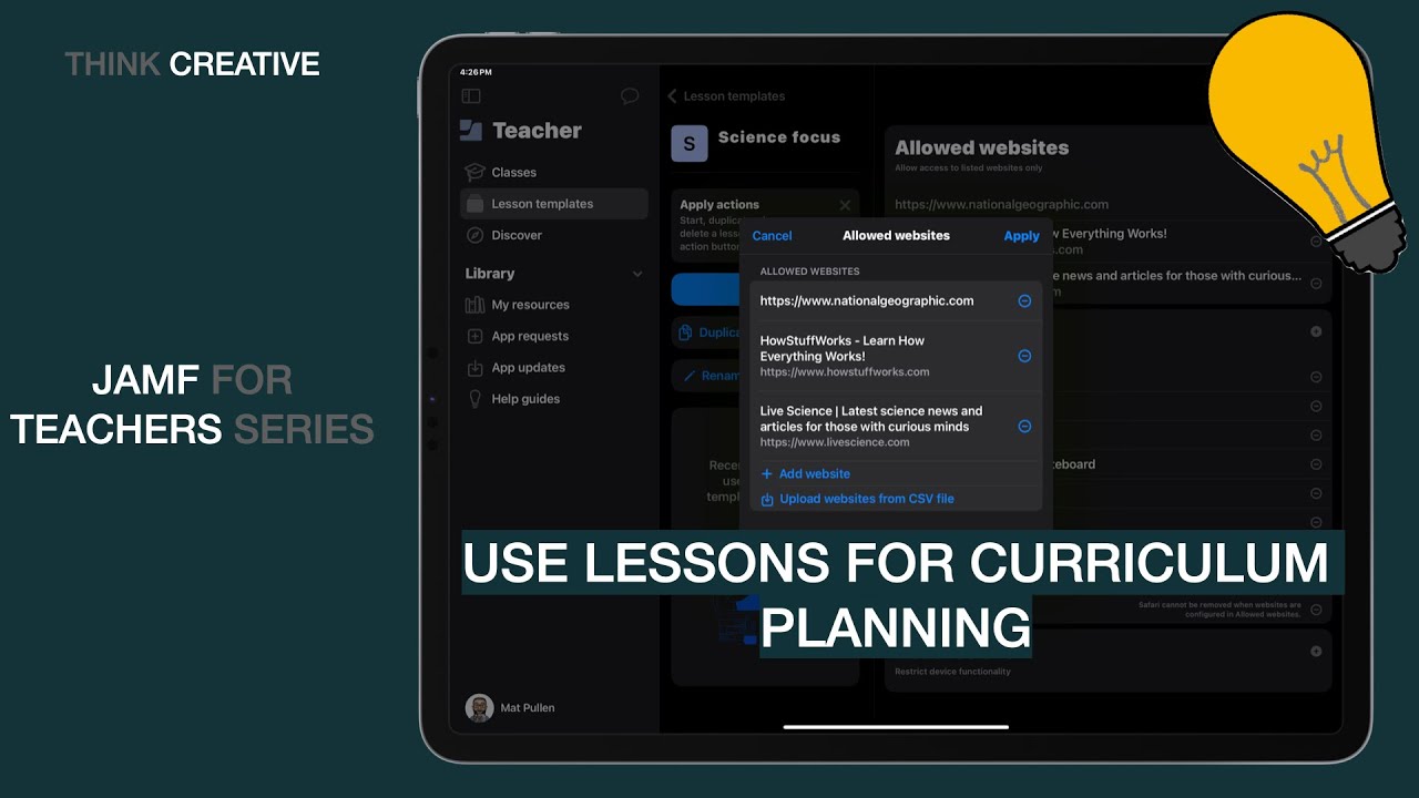 Using Jamf Teacher lessons for curriculum planning