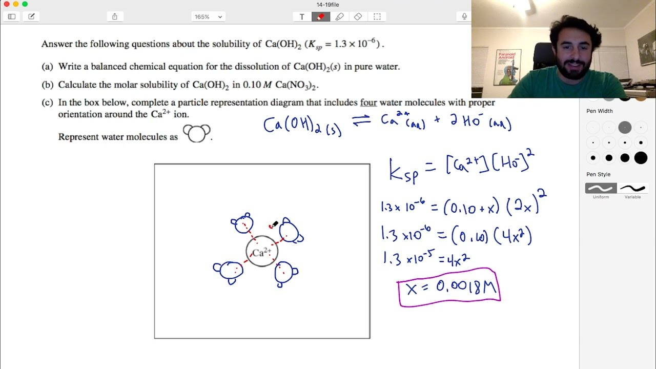 AP Chemistry Short Answer Question 5 (Solubility Product Constant)