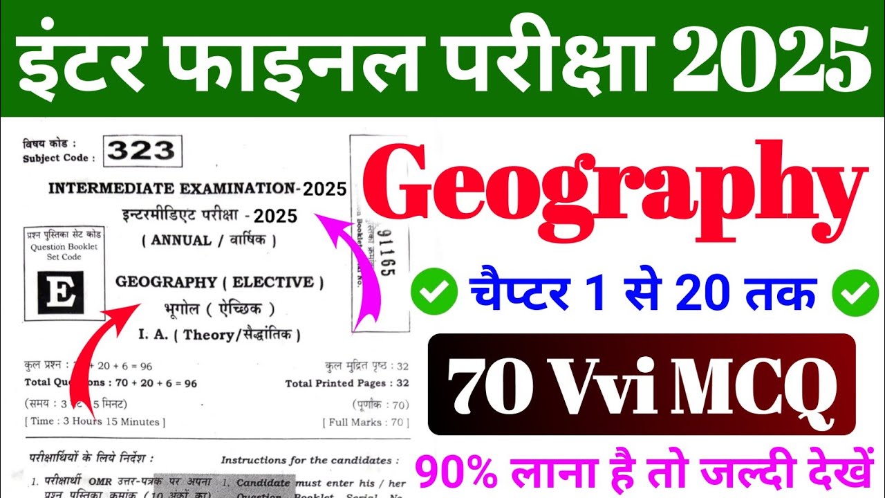 Class 12 Geography Top 70 Objective Question (MCQ) ll 100% यहीं परीक्षा में आयेगा