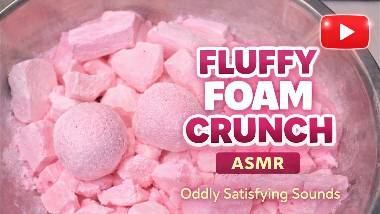 Pink Fluffy Foam ASMR | Squeaky Crunch Sounds| sleeping aid | @Chalkcrumbleasmr 