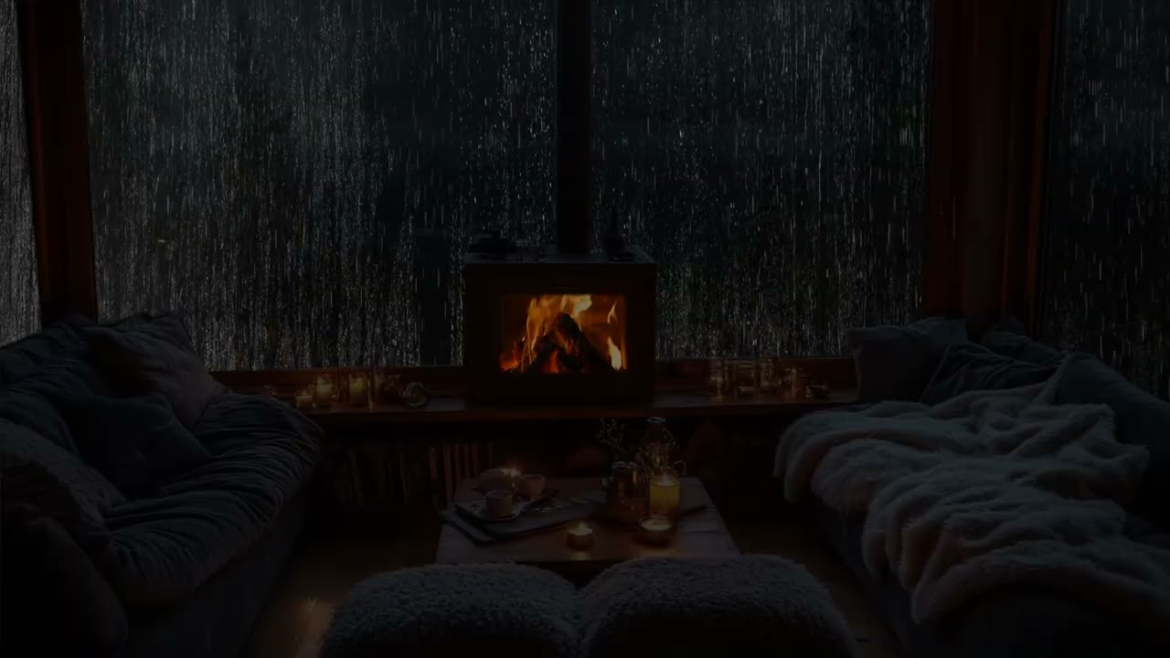 Cozy Autumn Vibes 🍂🔥 – Relaxing Rainfall and Fireplace Crackle for Sleep, Study & Peaceful Rest