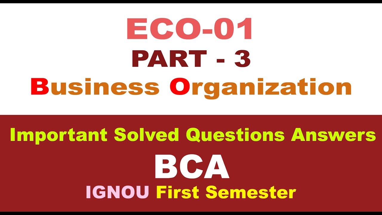 [#Part-3] [ECO-01 Important Questions and Answers] [ECO 01 Solved Question Paper] [ECO 01 Notes PDF]