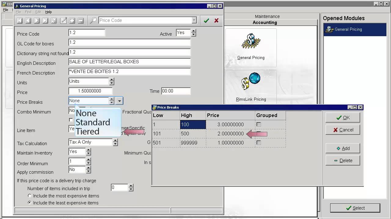 Configuring billing in EDCRC  Organization and price codes