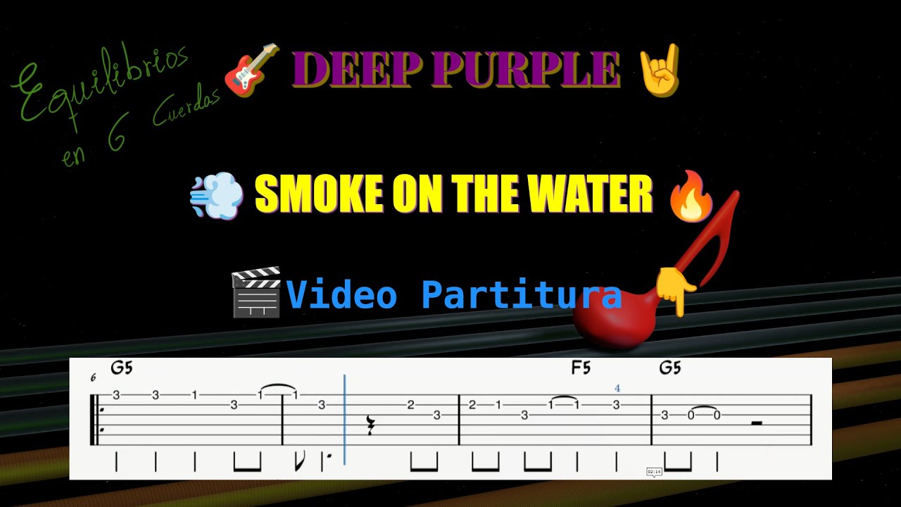 Deep Purple - Smoke On The Water | Visual Tab (Iconic Riff) / Video Partitura