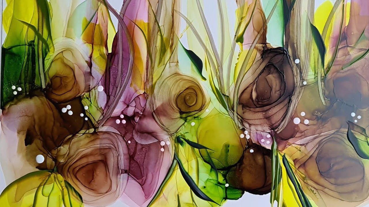 Alcohol Ink Abstract Fluid Art Painting with Catalyst Wedge / Danish Artist Demo 163