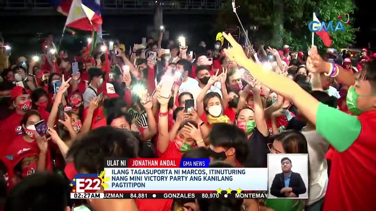 Mga tagasuporta ni Marcos, nagtipon sa kanyang HQ para sa “mini victory party” | Eleksyon 2022