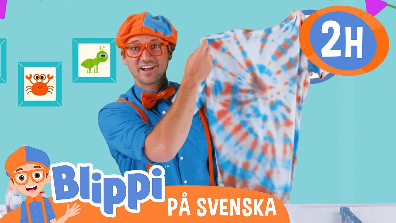 Blippi lär sig om färger för småbarn och gör batiktryck på T-shirts | @BlippiSvenska