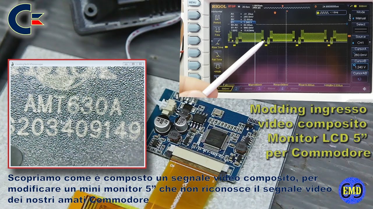 Modding mini car Monitor TFT, (chip AMT630A) per fargli riconoscere segnale composito dei Commodore