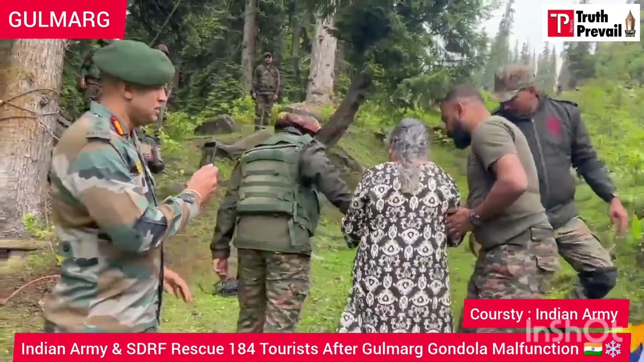 Indian Army & SDRF Rescue 184 Tourists After Gulmarg Gondola Malfunction 