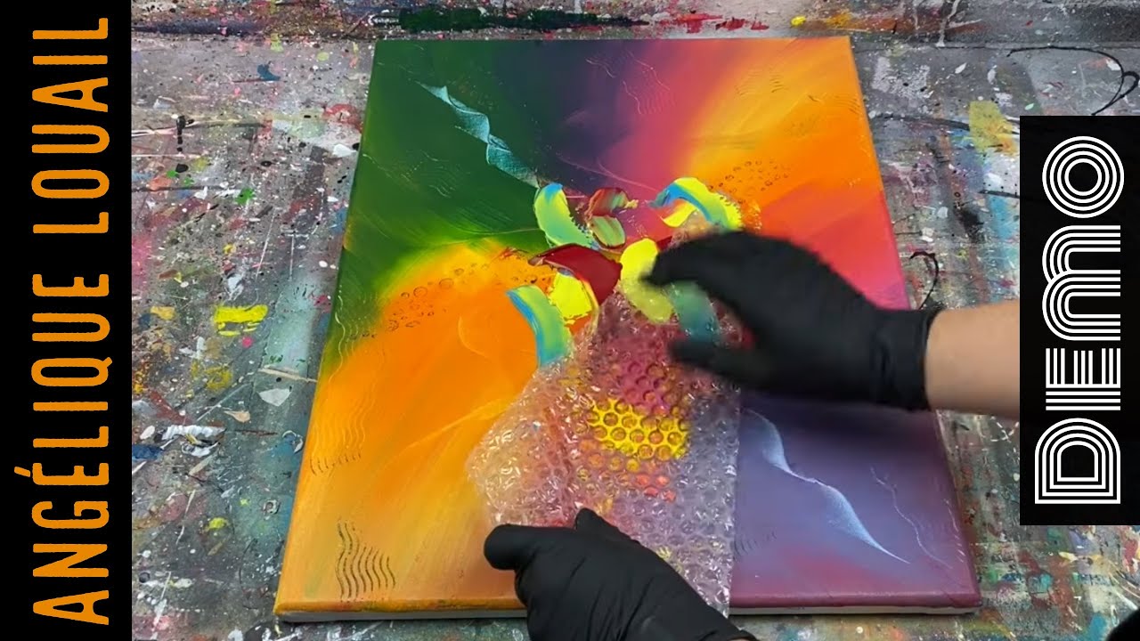 Démo Peinture art abstrait coloré par Angélique Louail